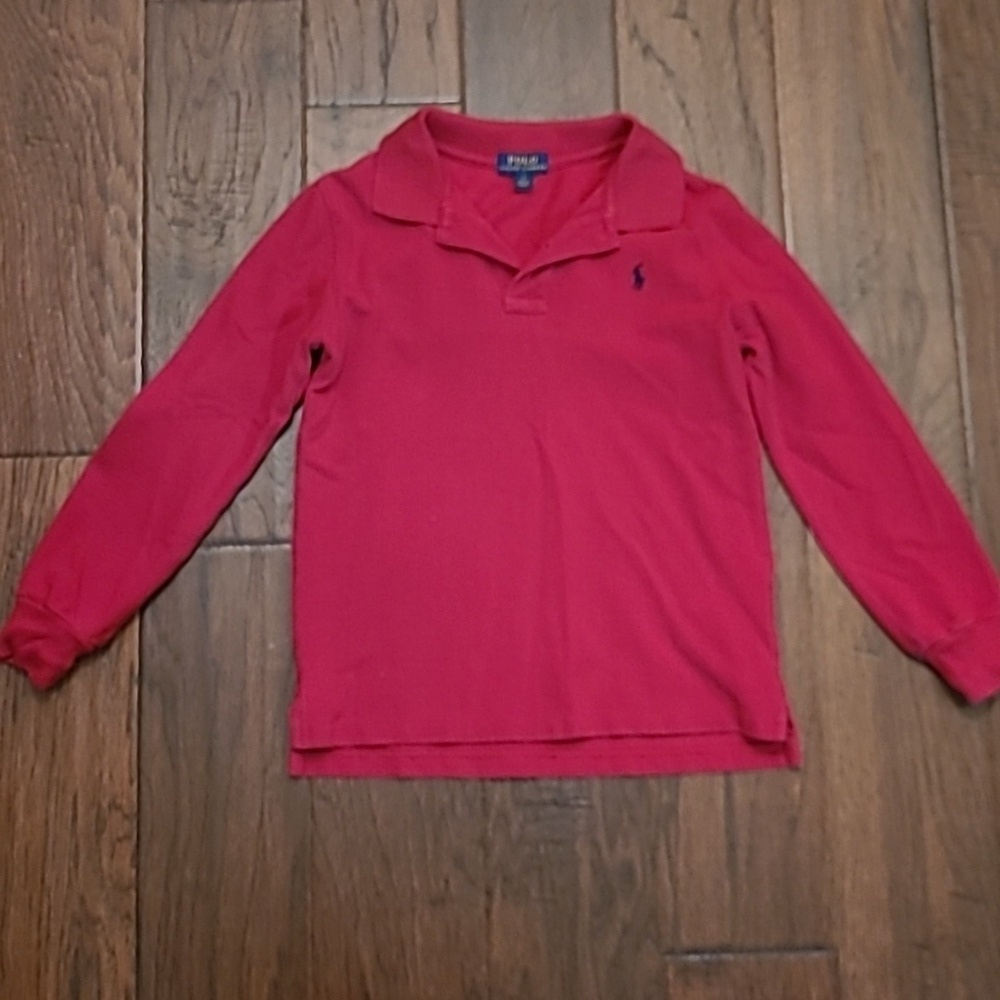 Polo Ralph Lauren boy's red long-sleeved polo style shirt size 7